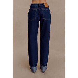 Meshki Straight Leg Jeans Kirralee Indigo Blue 8 Cuffed High Rise Denim Capsule
